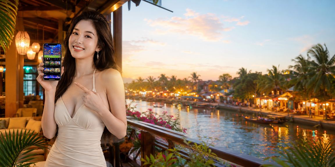 Người chơi casino di động tại quán cà phê Hội An – trải nghiệm Baccarat và Slots trực tuyến